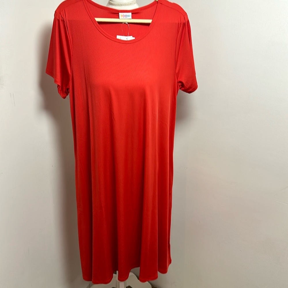 Solid Red Swing Dress with Pockets NWT